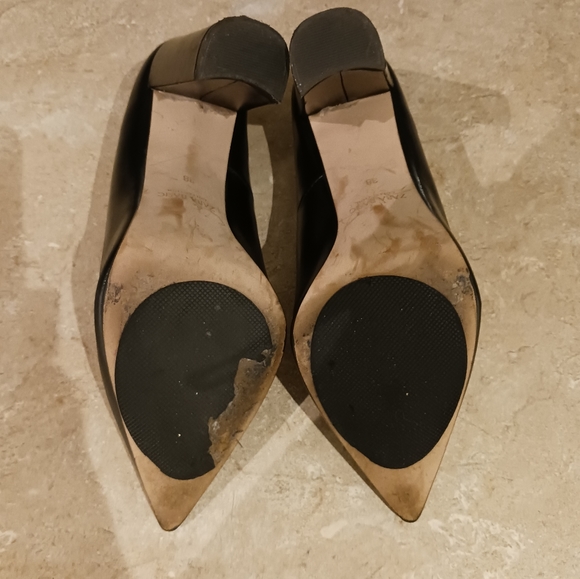 Zara Black Pointy Toe Block Heels - Picture 10 of 15